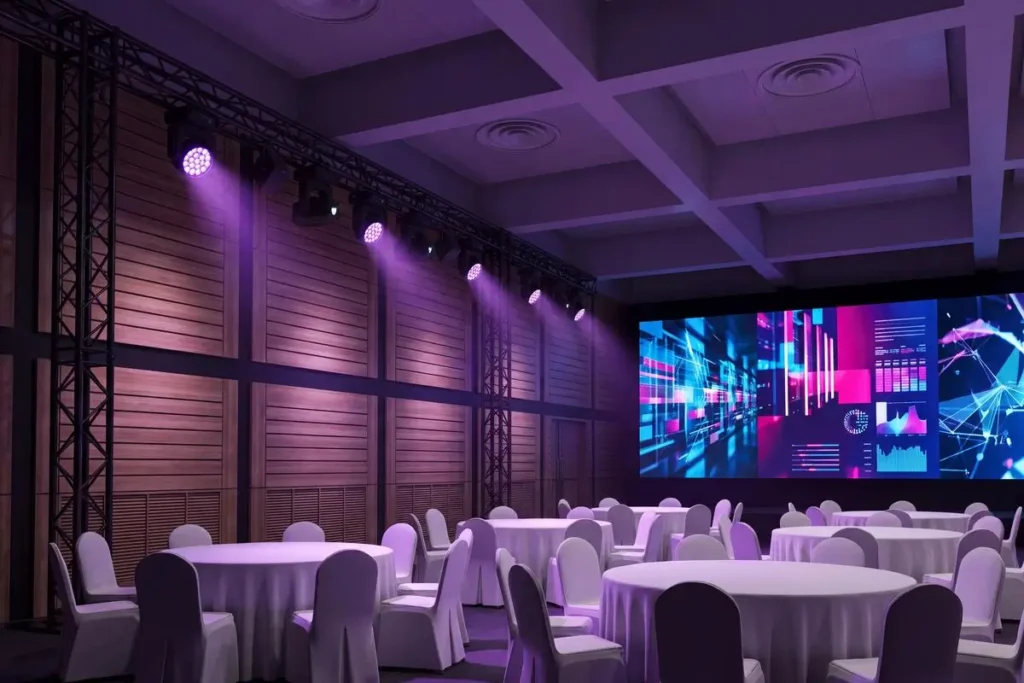 Montaje para optimizar el consumo de iluminación en un evento