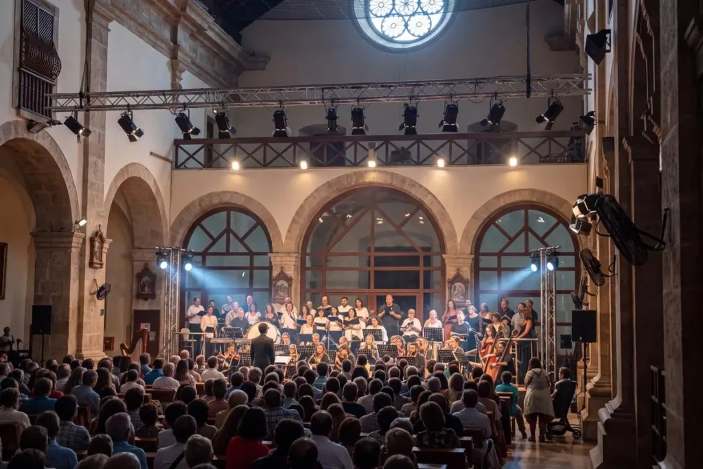 Focos LED y efectos de iluminación en un evento