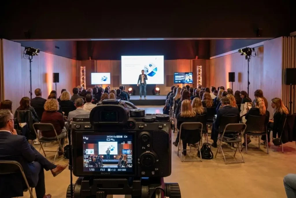 Evento híbrido de empresa con streaming